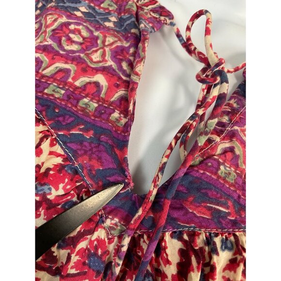 Lucky Brand Womens Ruffle Sleeve Floral Boho Top size Medium Modal Peasant - Picture 8 of 13